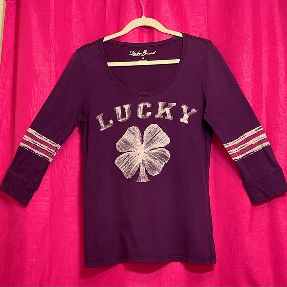 LUCKY BRAND PURPLE CLOVER TSHIRT SIZE M - Picture 1 of 10